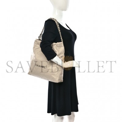 CHANEL MASTER MEDIUM 22 QUILTED SHINY CALFSKIN LIGHT BEIGE (42*39*8cm) 